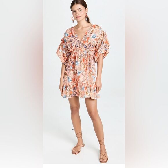 NWT Misa Los Angeles Sari Floral Poplin Balloon-Sleeve Mini Dress - Size Small - Picture 1 of 10